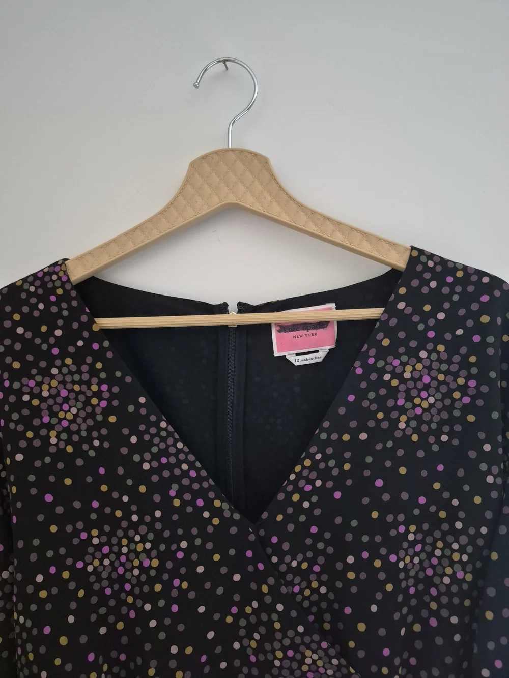 kate spade Black Pink Gold Polka Dot V-Neck Jumpsuit Size 2